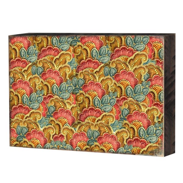 Designocracy Patterned Rustic Wooden Block Design Graphic Art 9501912